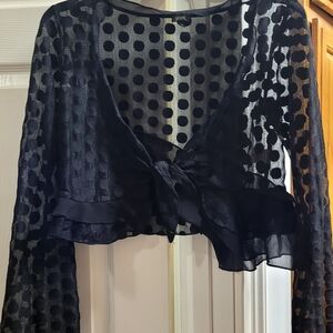 Sheer Black Polka Dot Blouse